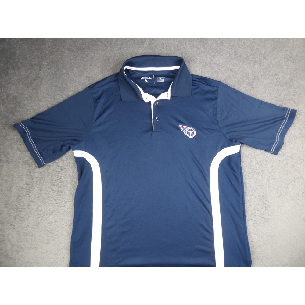 Tennessee Titans Polo Shirt Mens L Navy Blue NFL Football Performance Antigua